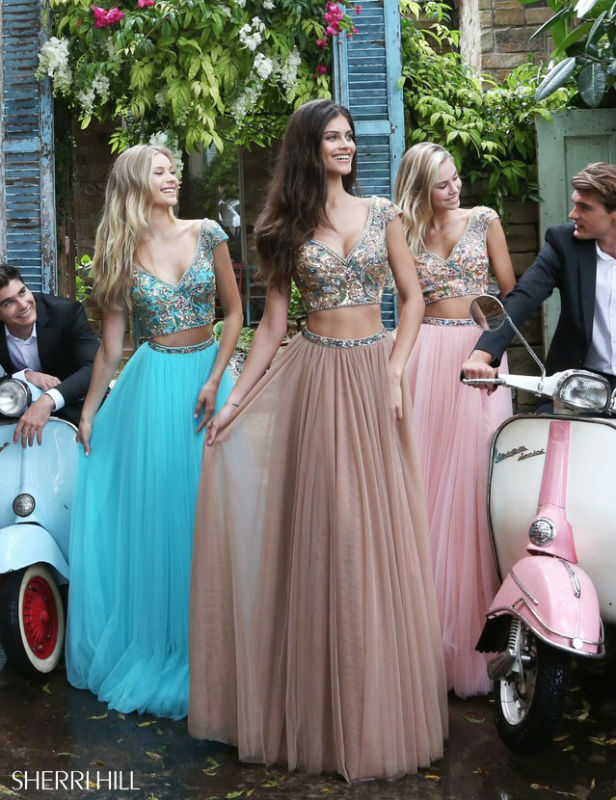 Sherri Hill Aqua Prom Dress 51166