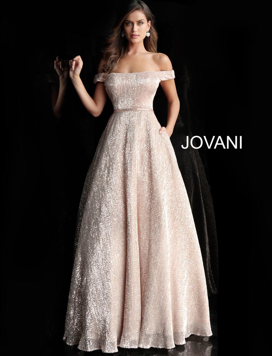 Jovani Rose Gold Pink Champagne Prom Gala Ballgown Dress 66951